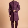 Wine Elegance Sherwani