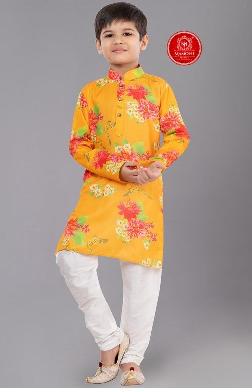 mustard-yellow-cotton-kids-kurta-churidar-mkpa04296-1